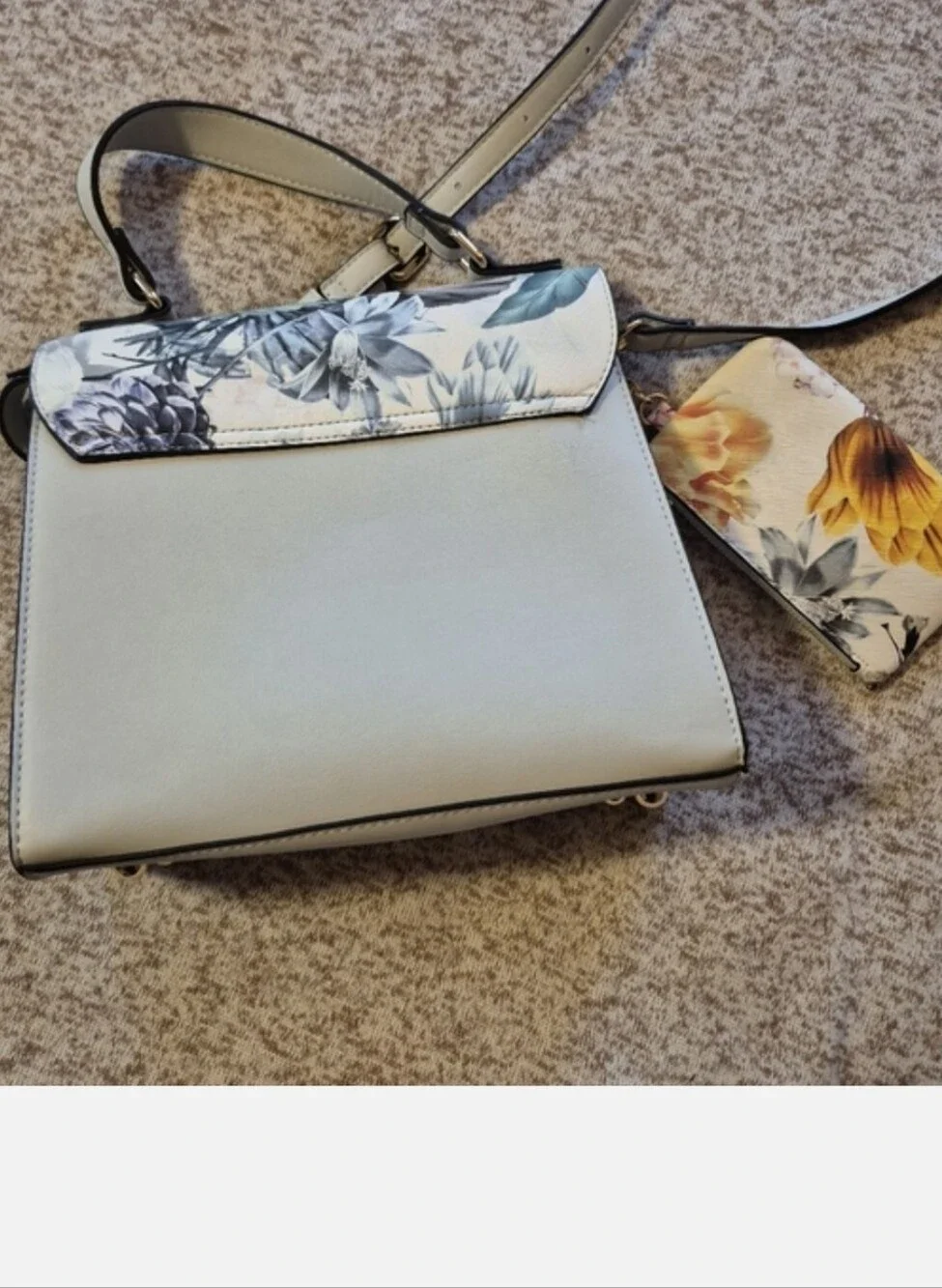 New Dune London Floral Crossbody Bag Light Grey Body With Coin Wallet